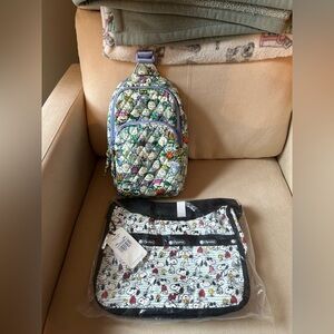 Vera Bradley Lorman Sling Backpack in peanuts and lesportsac snoopy hobo